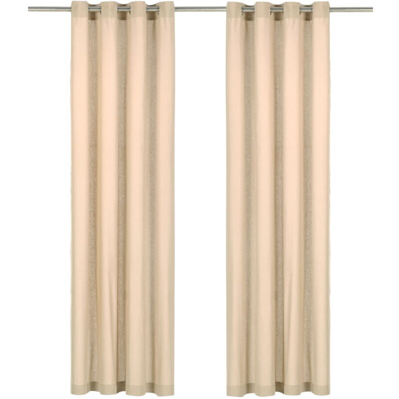 

Cortinas con anillas de metal 2 uds algodón beige 140x175 cm - Beige