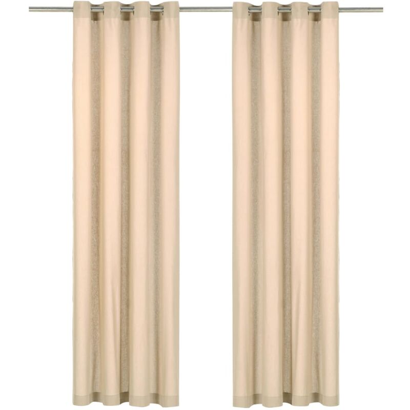 

Cortinas con anillas de metal 2 uds algodon beige 140x225 cm