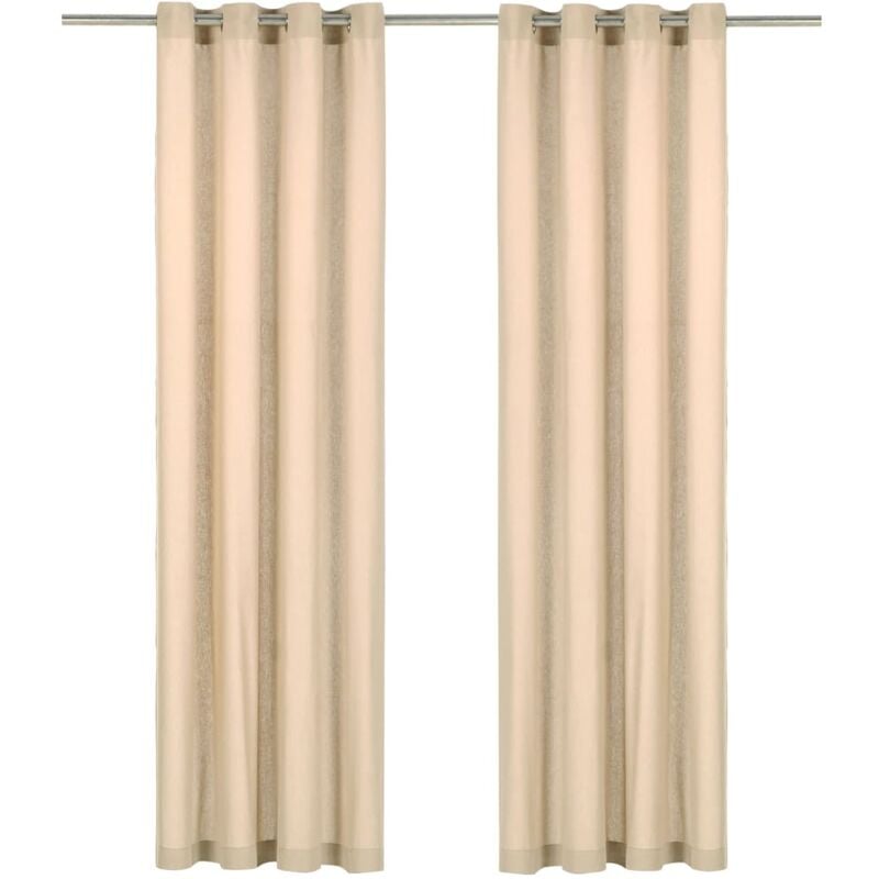 

Cortinas con anillas de metal 2 uds algodón beige 140x225 cm - Beige