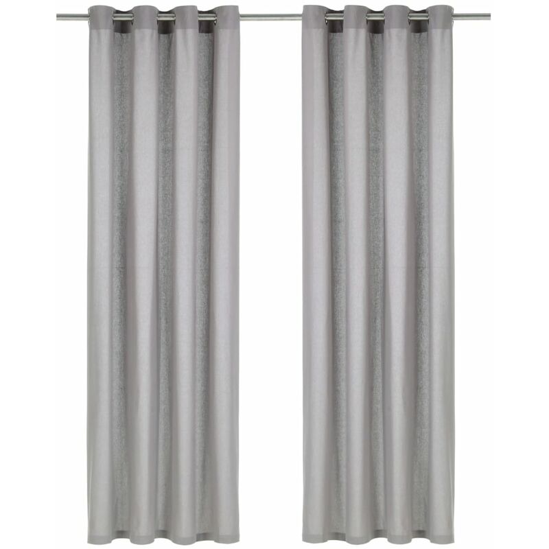

Cortinas con anillas de metal 2 uds algodón gris 140x225 cm - Gris