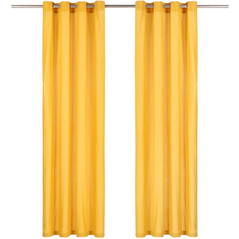 

Cortinas con anillas de metal 2 uds algodón amarillo 140x225 cm