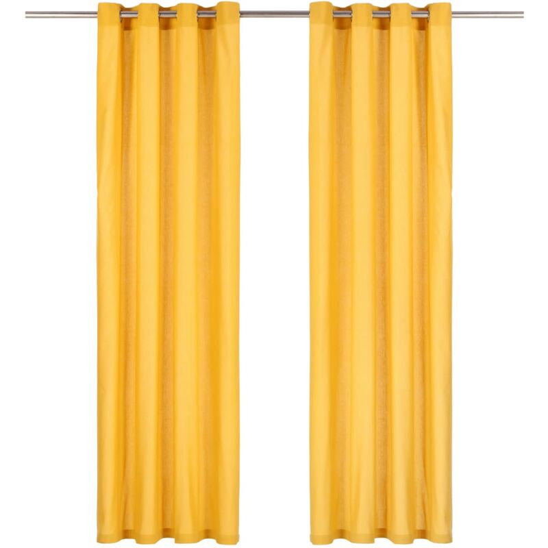 

Cortinas con anillas de metal 2 uds algodón amarillo 140x225 cm - Amarillo - Vidaxl