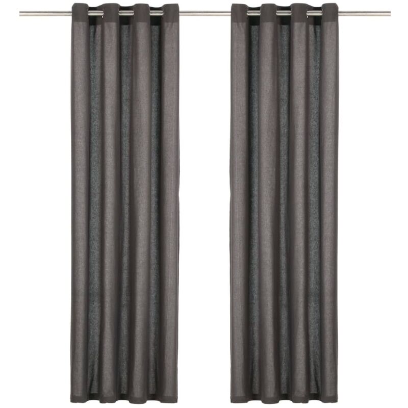 

Cortinas con anillas de metal 2 uds algodon antracita 140x225cm