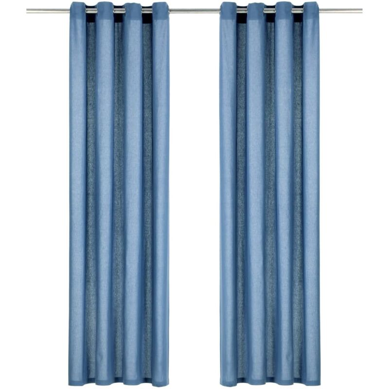 

Cortinas con anillas de metal 2 uds algodón azul 140x175 cm