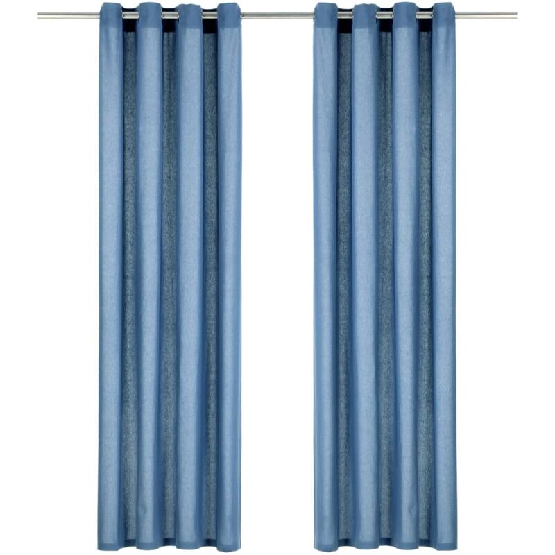 

Cortinas con anillas de metal 2 uds algodón azul 140x175 cm - Azul - Vidaxl