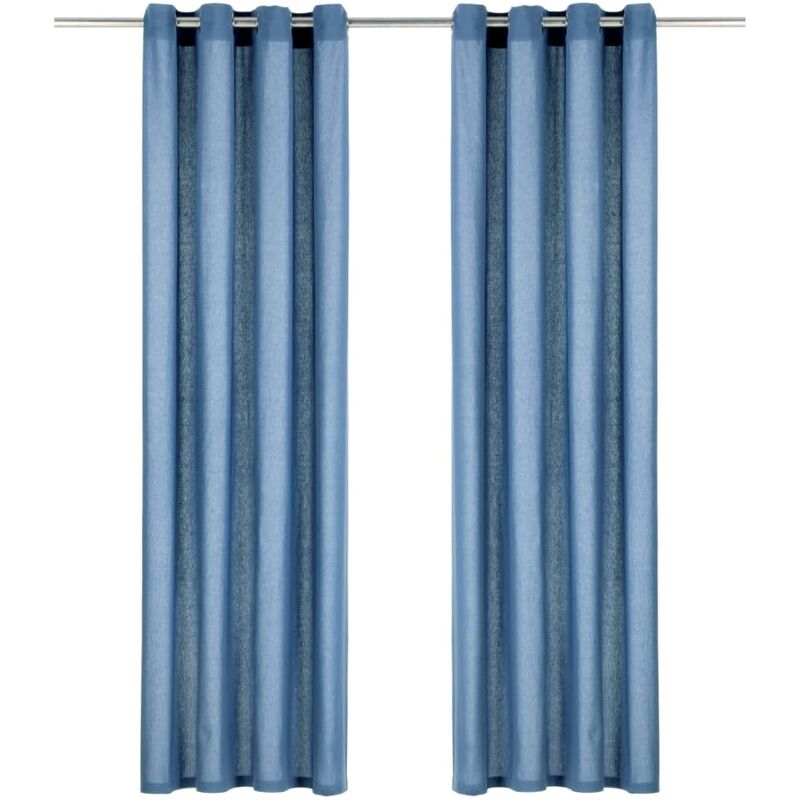 

Cortinas con anillas de metal 2 uds algodón azul 140x225 cm - Azul - Vidaxl