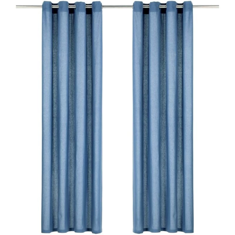 

Cortinas con anillas de metal 2 uds algodon azul 140x245 cm