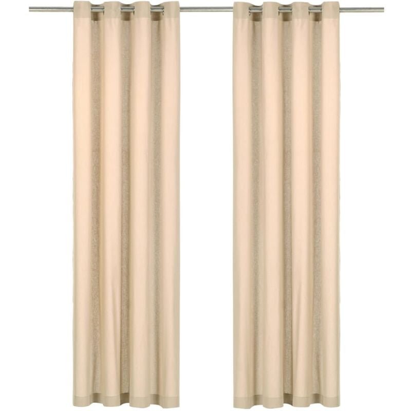 

Cortinas con anillas de metal 2 uds algodon beige 140x175 cm