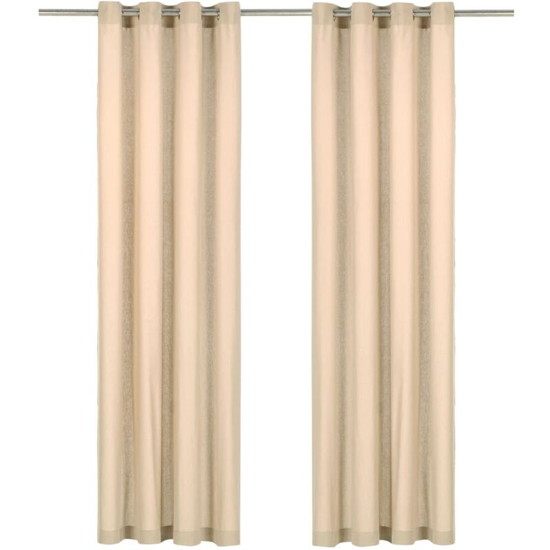 

Cortinas con anillas de metal 2 uds algodón beige 140x225 cm - Beige - Vidaxl