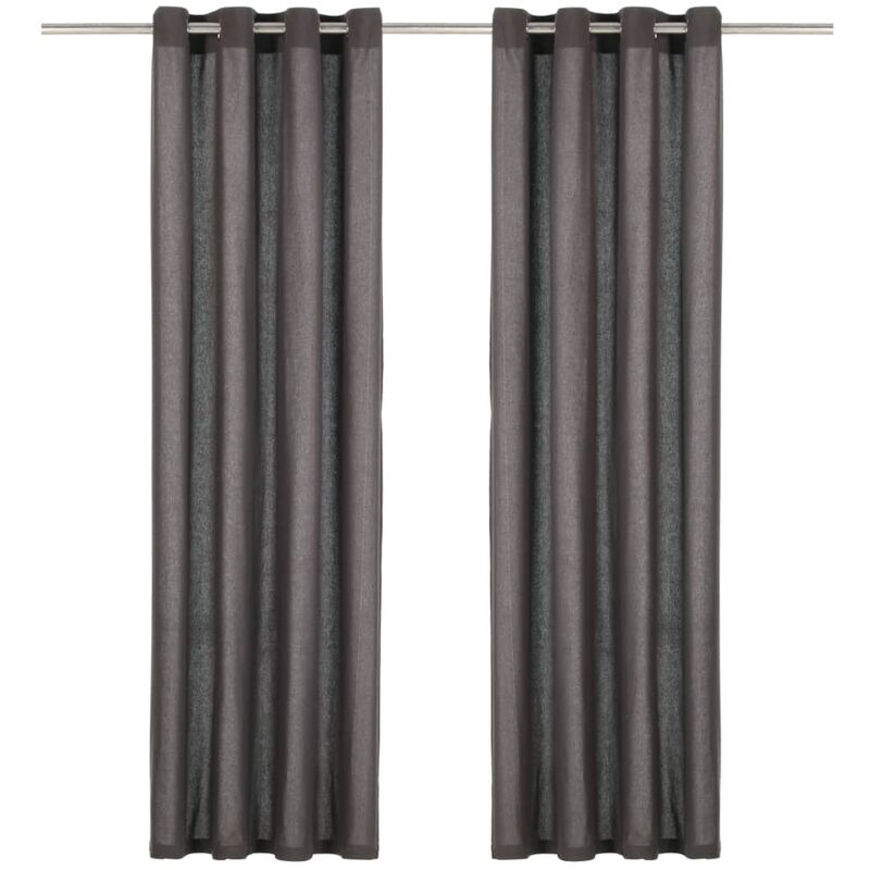 

vidaXL Cortinas con anillas de metal 2 uds algodón antracita 140x225cm - Antracita