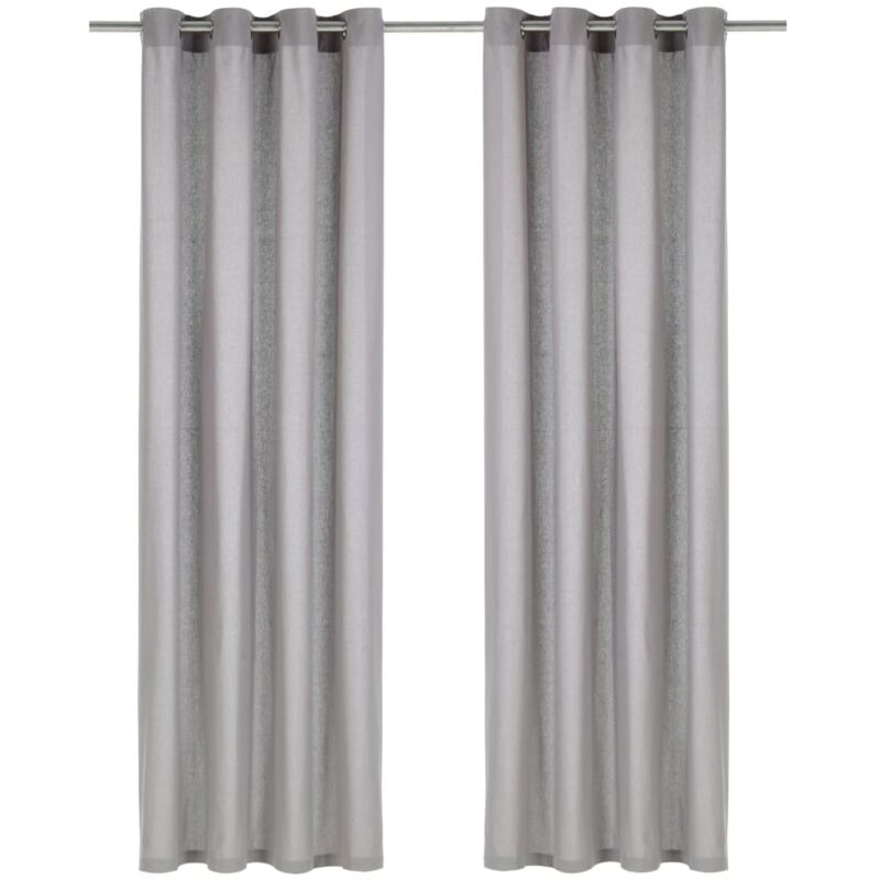 

Cortinas con anillas de metal 2 uds algodón gris 140x245 cm - Gris - Vidaxl