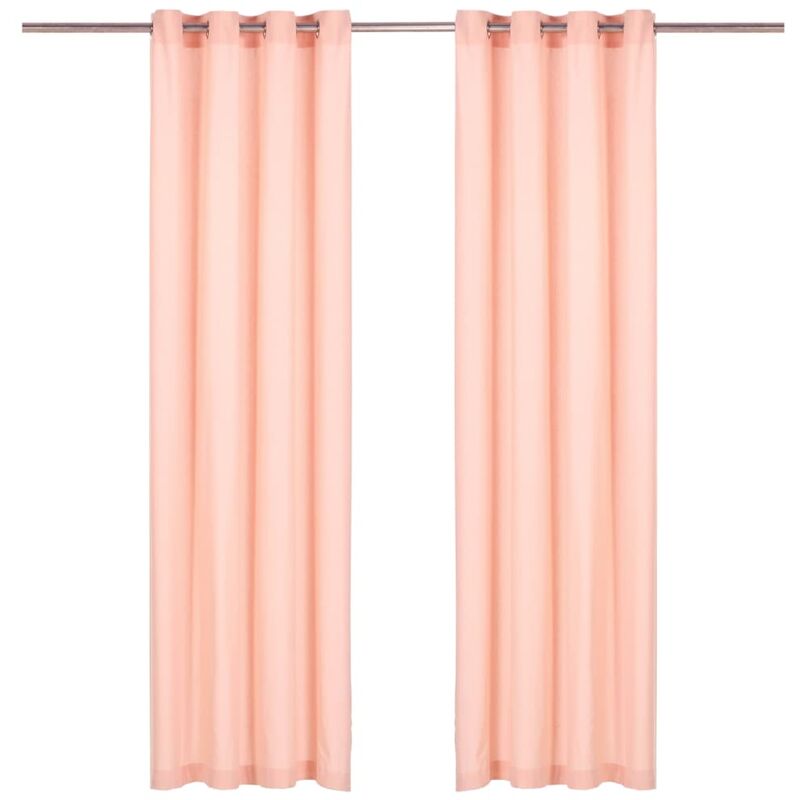 

vidaXL Cortinas con anillas de metal 2 uds algodón rosa 140x225 cm - Rosa