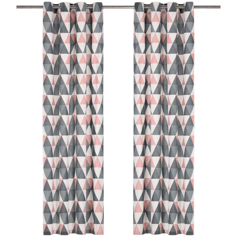 

Cortinas y anillas de metal 2 uds algodón gris y rosa 140x225cm - Multicolor - Vidaxl