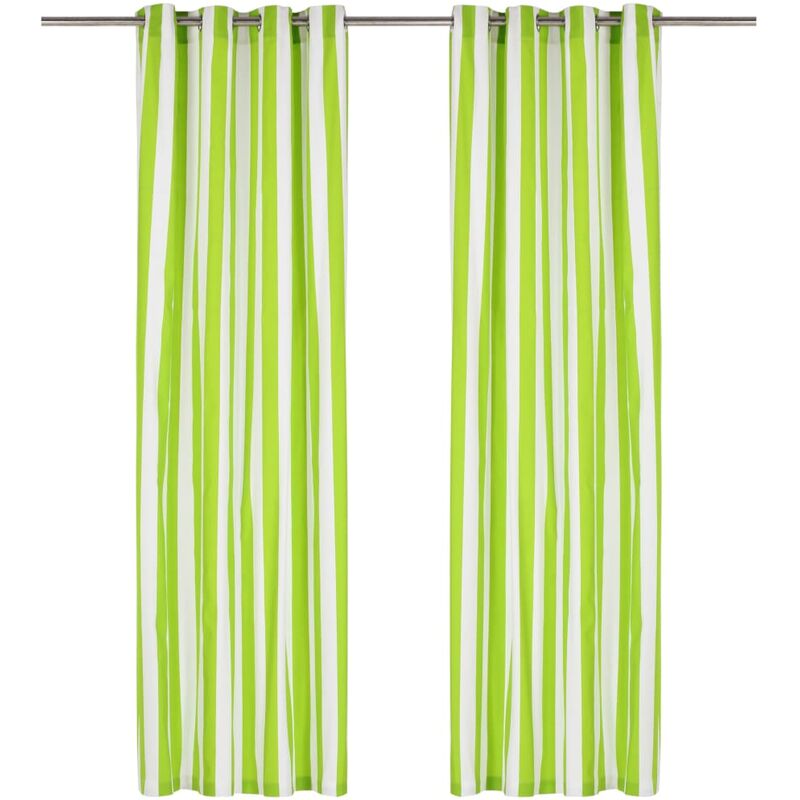 

Cortinas con aros de metal 2 pzas tela verde a rayas 140x245 cm - Verde - Vidaxl