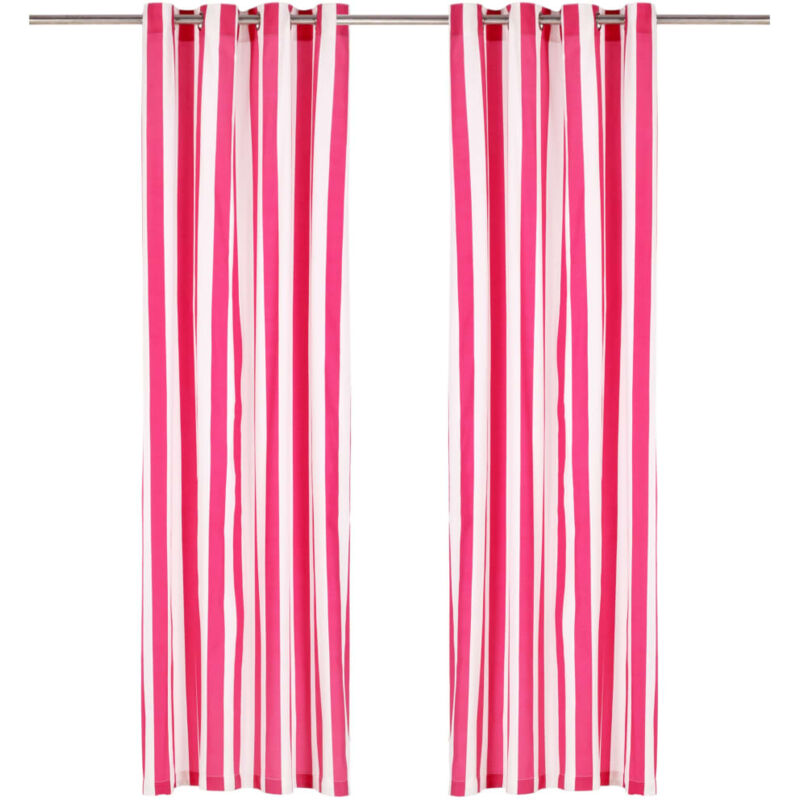 

Cortinas con anillas de metal 2 pzas tela rosa rayas 140x175 cm - Rosa - Vidaxl