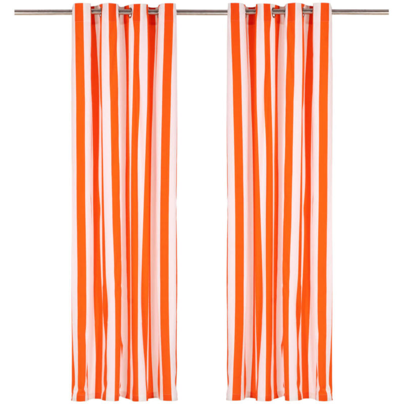 

Cortinas y aros de metal 2 piezas tela naranja rayas 140x245 cm - Naranja - Vidaxl