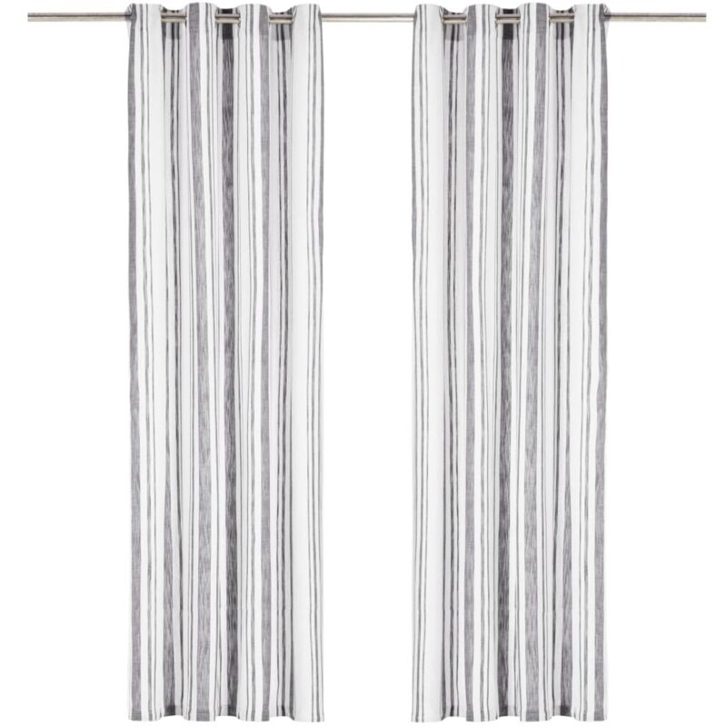 

Cortinas anillas metal 2 pzas algodón rayas antracita 140x245cm - Antracita - Vidaxl