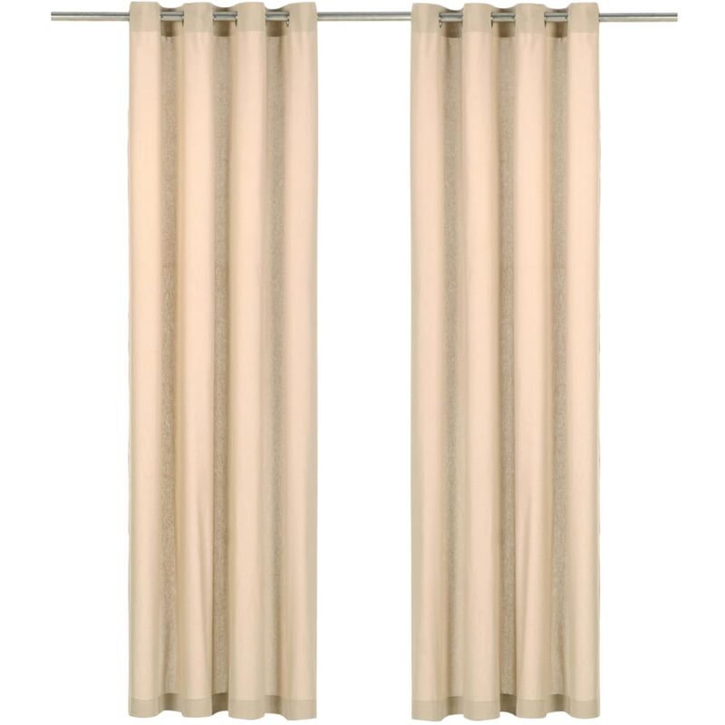 

Cortinas con anillas de metal 2 uds algodón beige 140x225 cm