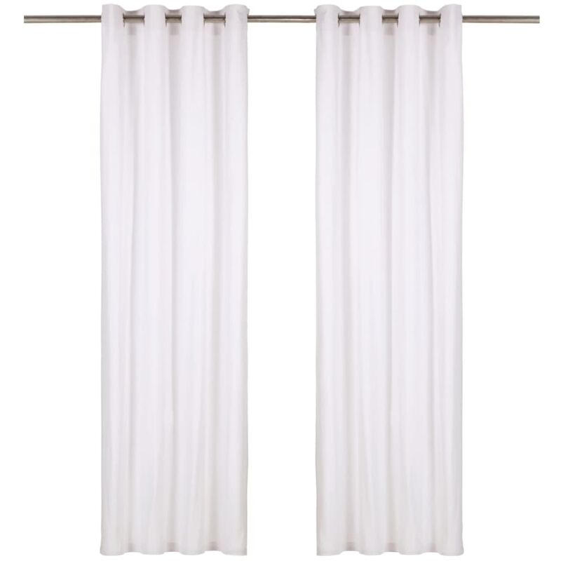 

Cortinas con anillas de metal 2 uds algodón blanco 140x245 cm - Blanco - Vidaxl