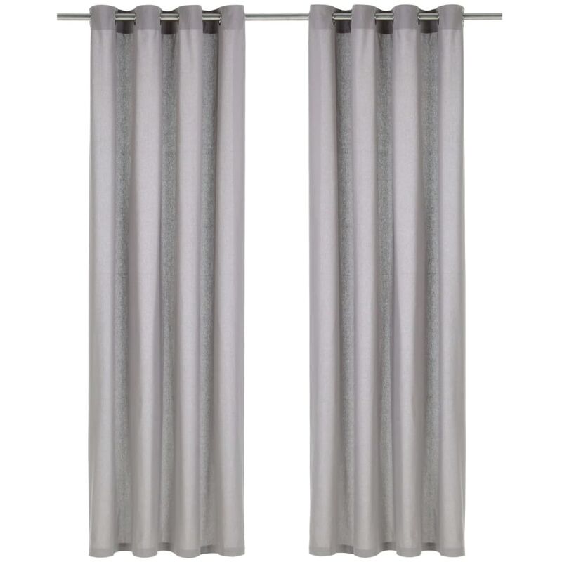 

Cortinas con anillas de metal 2 uds algodon gris 140x245 cm