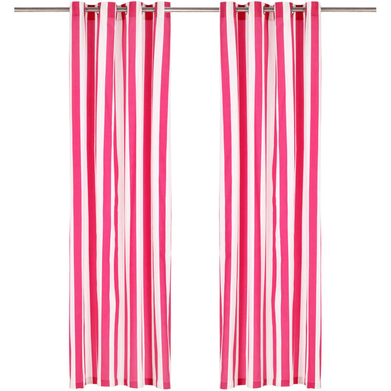 

Cortinas con anillas de metal 2 uds tela rosa a rayas 140x245 cm - Rosa