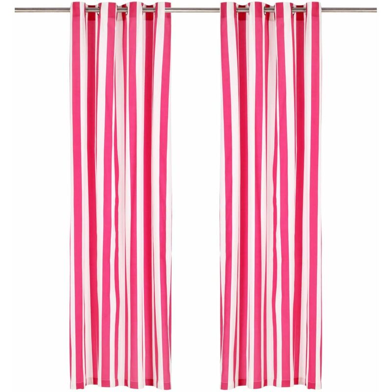 

Cortinas con aros de metal 2 pzas tela rosa a rayas 140x225 cm