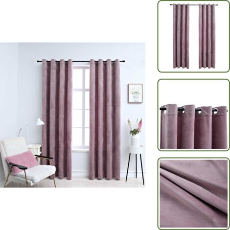 Cortinas con aros - vidaXL Cortinas opacas anillas 2 uds terciopelo rosa viejo 140x225 cm - Cortinas para dormitorio