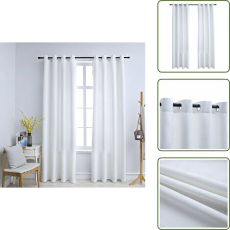 Cortinas con aros - vidaXL Cortinas opacas anillas de metal 2 pzas blanco crudo 140x245 cm - Cortinas para salón