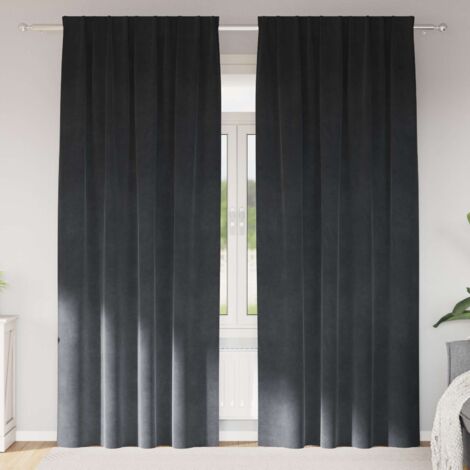 Cortinas con cortinas 2 pcs Gris claro 140 x 245 cm Terciopelo