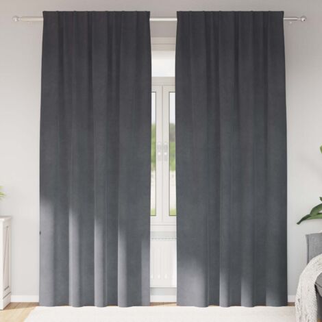 Cortinas con cortinas 2 pcs Gris claro 140 x 260 cm Terciopelo