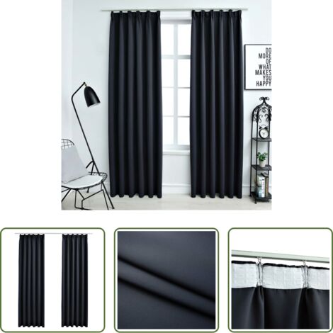 Cortinas con ganchos -  Cortinas opacas con ganchos 2 piezas gris antracita 140x225 cm