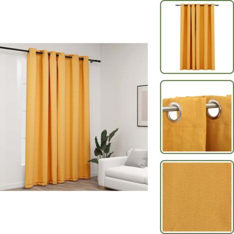 Cortinas con ojales - vidaXL Cortina opaca con ojales look de lino amarillo 290x245 cm - Cortinas para salón