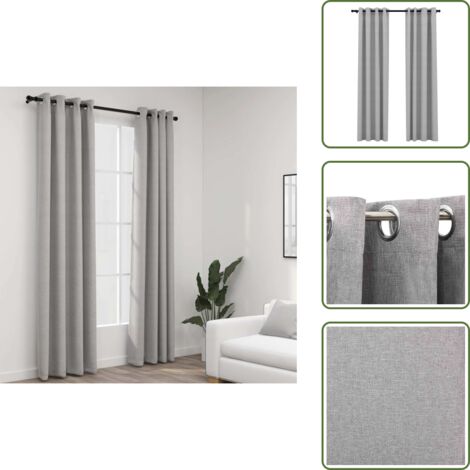 Cortinas con ojales - vidaXL Cortinas opacas con ojales look de lino 2 pzas gris 140x245 cm - Cortinas para salón