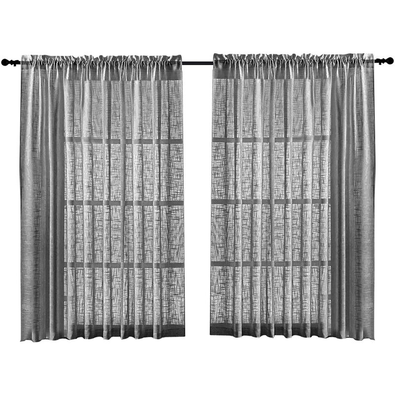 

Cortinas con textura de lino transparente para el hogar, cortinas semitransparentes, 2 paneles,Gris, 132X210cm