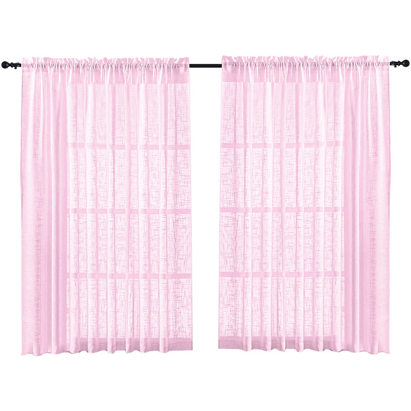 

Cortinas con textura de lino transparente para el hogar, cortinas semitransparentes, para el hogar, 2 paneles, Rosa, 132X160cm