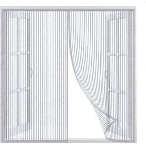Cortinas, cortina magnética autosellante, puerta de malla gruesa, puerta antimosquitos, con imán, adecuada para niños y mascotas, tamaño 100 x 100 cm, color blanco