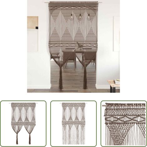 Cortinas de algodón -  Cortina de macramé algodón gris taupé 140x240 cm