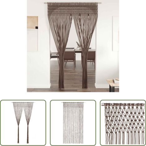 Cortinas de algodón -  Cortina de macramé algodón gris taupé 140x240 cm