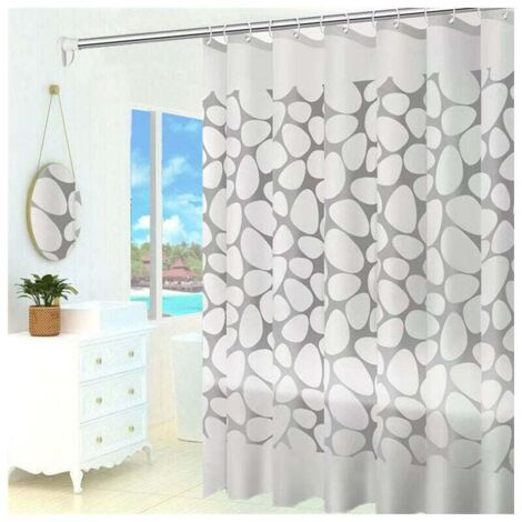 Cortinas de ducha 180 x 200 cm, cortina de bañera, cortinas impermeables de tela gruesa, cortina de bañera de tela impermeable y resistente al moho (guijarros)