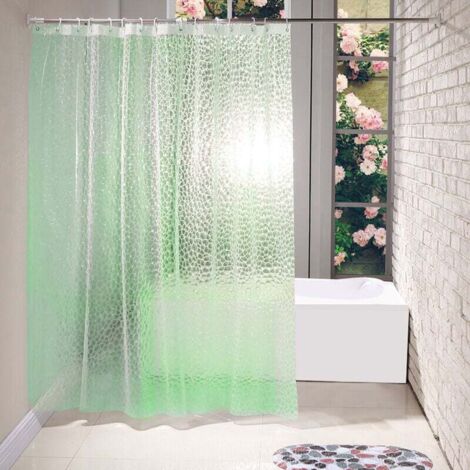 Cortinas de ducha resistentes al moho KZQ, cortinas impermeables de EVA, verdes