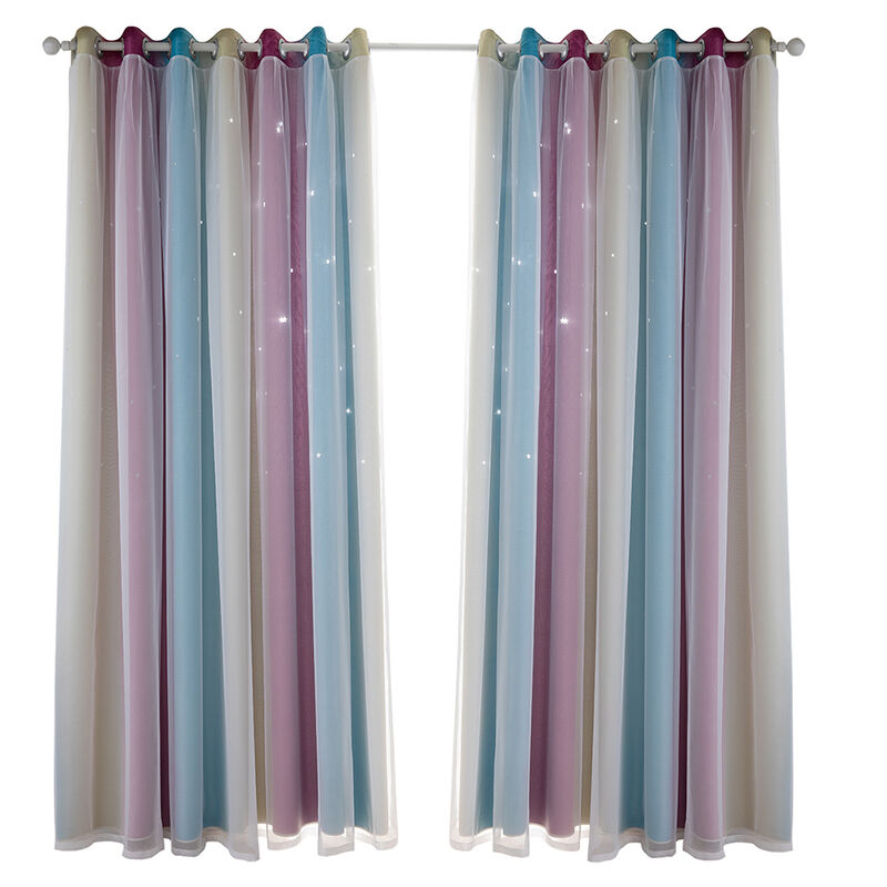 

Cortinas de estrellas Cortinas opacas de estrellas para ninos, ninas, dormitorio, sala de estar, coloridas cortinas de doble capa para ventanas, 2