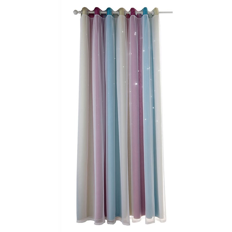 

Cortinas de estrellas Cortinas opacas de estrellas para ninos, ninas, dormitorio, sala de estar, coloridas cortinas de ventana de estrella de doble