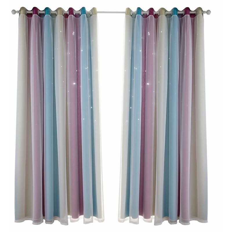 

Cortinas de estrellas Cortinas opacas de estrellas para ninos, ninas, dormitorio, sala de estar, coloridas cortinas de ventana de estrella de doble