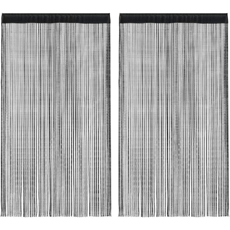 

vidaXL Cortinas de flecos 2 piezas 100x250 cm negras - Negro