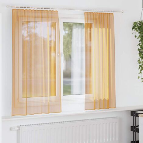Cortinas de gasa con bolsillos para varillas 2 uds. naranja