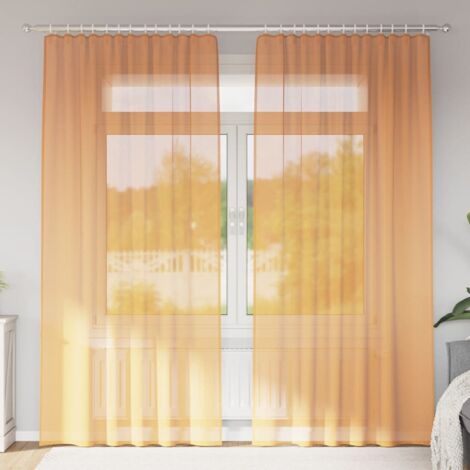 Cortinas de gasa con bolsillos para varillas 2 uds. naranja