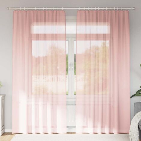 Cortinas de gasa con bolsillos para varillas 2 uds. rosa