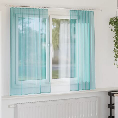Cortinas de gasa con bolsillos para varillas 2 uds. turquesa