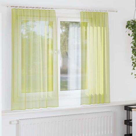 Cortinas de gasa con bolsillos para varillas 2 uds. verde
