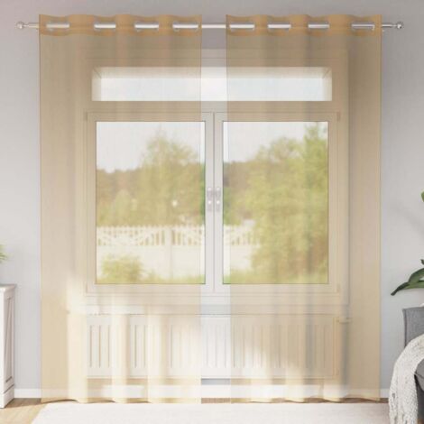 Cortinas de gasa con ojales 2 uds arena